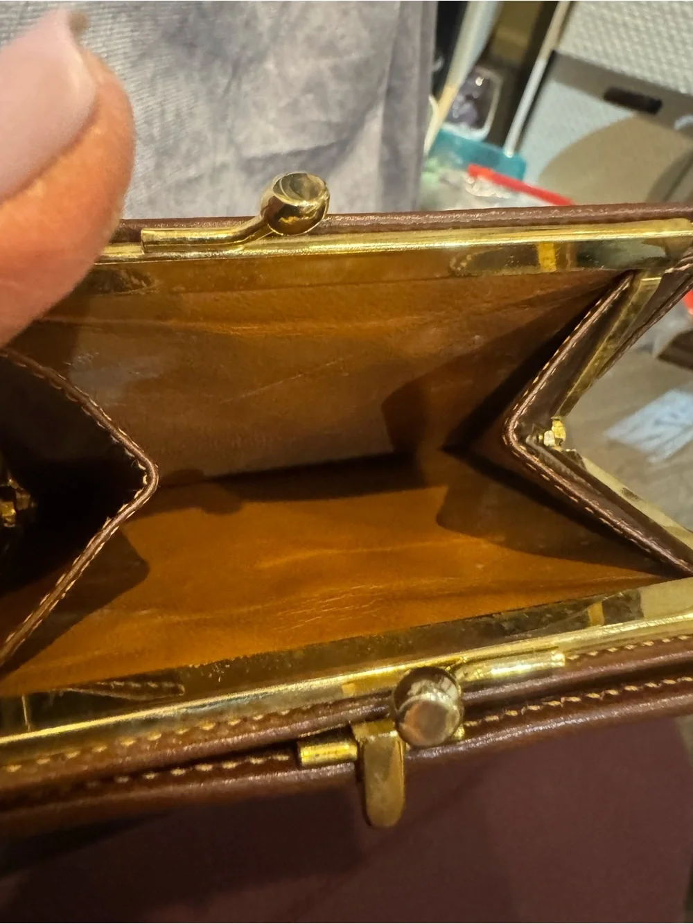 Gucci Vintage Brown Giccissima GG Canvas Wallet with Gold-Tone Clasp